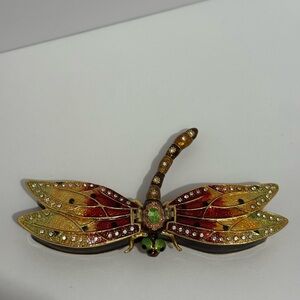 Department 56 Bejeweled Enamel On Metal Dragonfly Trinket Box Pill Box
